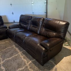 Brown Reclining Sofa & Loveseat Set – Comfortable & Solid