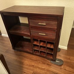 Solid Wood Cube Storage With Drawers And Wine Rack