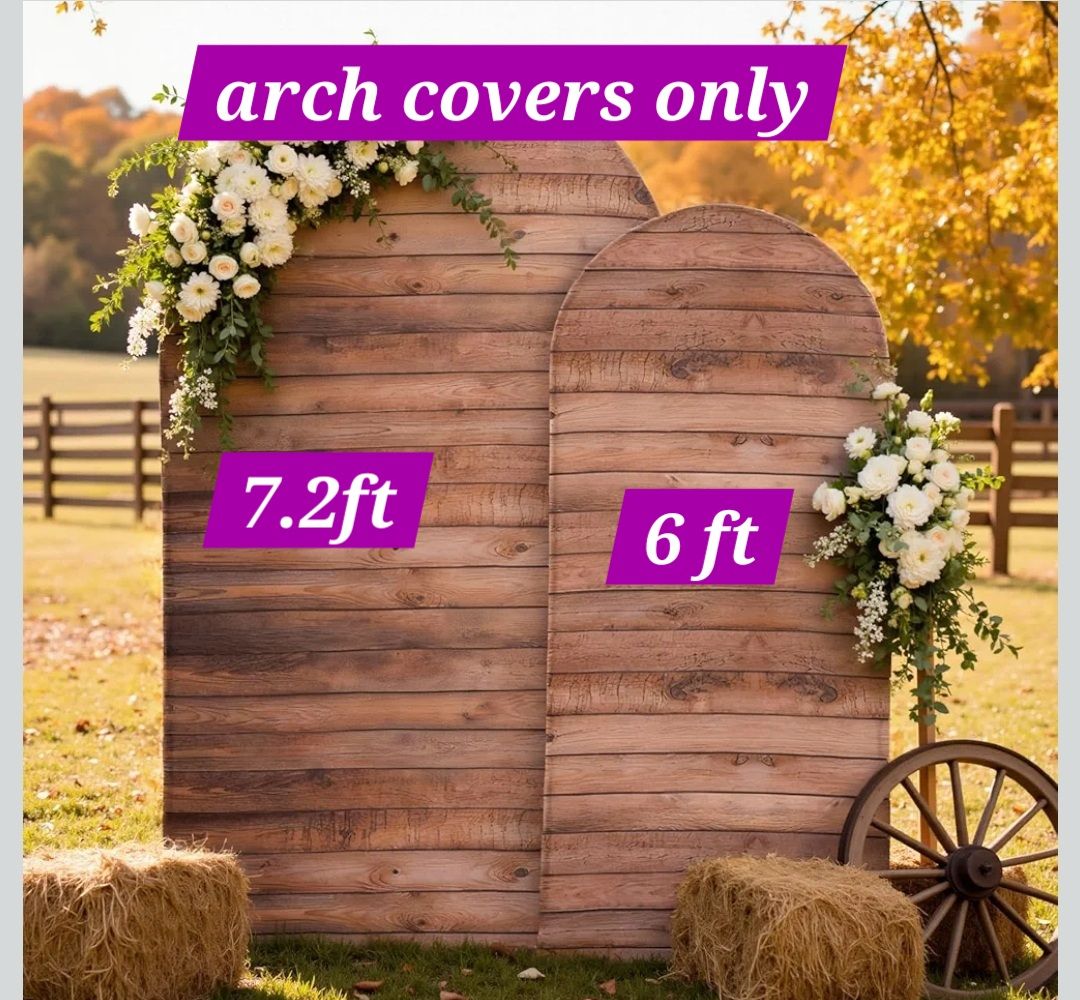 Wood Arch Backdrop Cover Set of 2(7.2 6ft), party decorations cover only