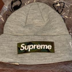 Supreme New Era Box Logo Beanie (FW23) Heather Grey