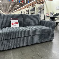 4-Piece Sectional Set W/ Ottoman One-Arm Loveseat x 2 + Corner Wedge + Cocktail Ottoman  Color: Dark Gray