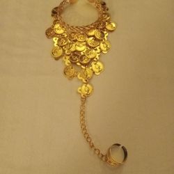 Belly Dance Bracelet With Attached Ring