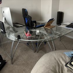 L Glass Desk