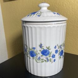 White Cherry Blossom Lidded Canisters 70s Medicinial Jar 