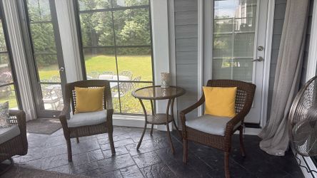 Brown wicker patio set