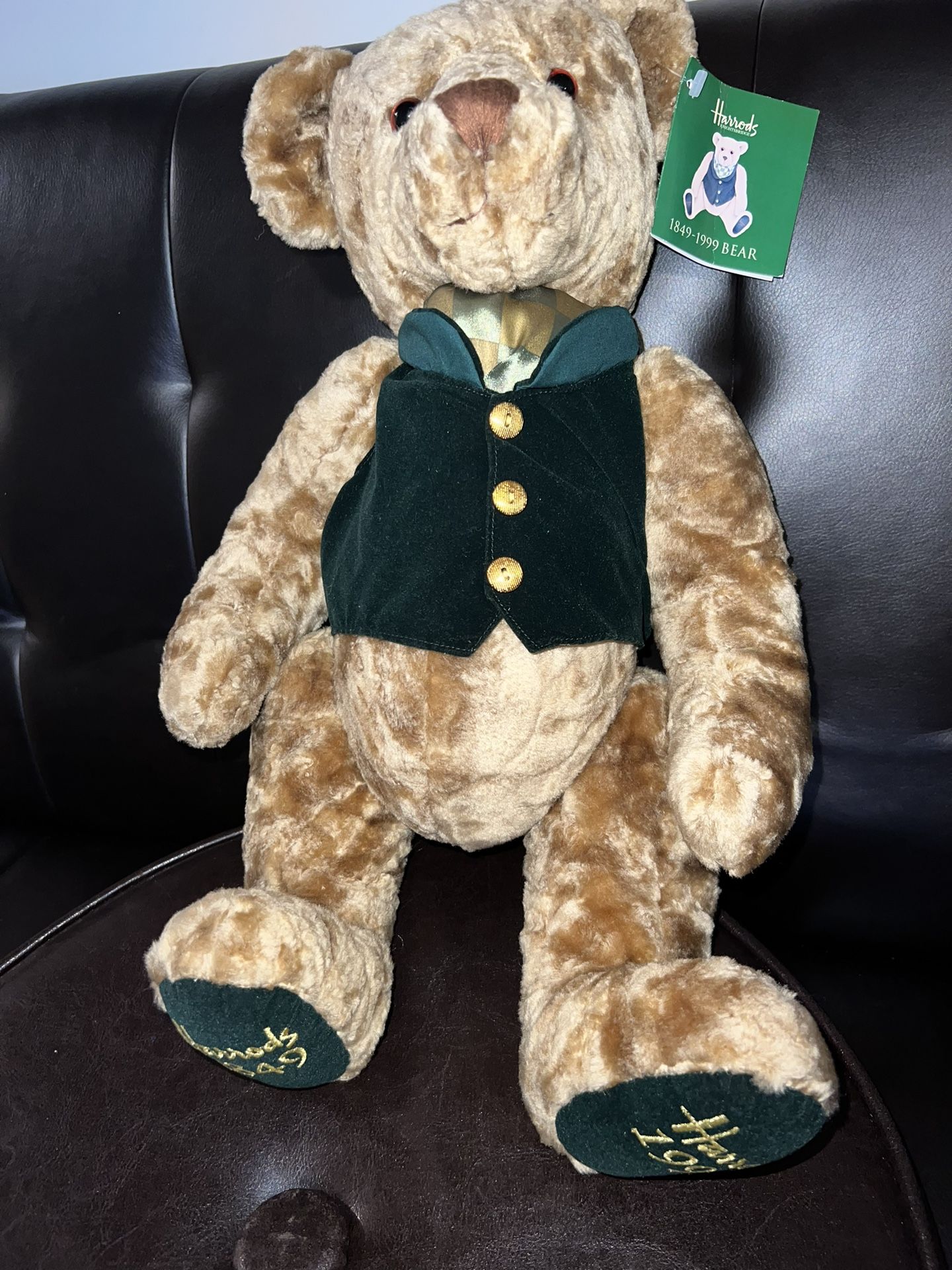 Harrods 19" Teddy Bear 150th Anniversary Golden Plush Jointed 1(contact info removed)
