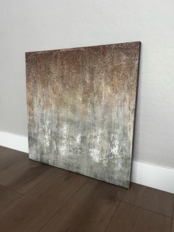 32x32 LARGE Textured Canvas Brown/Beige/Grey/Gold/White/Black Artwork