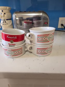 Tabasco and Campbell's soup bowls