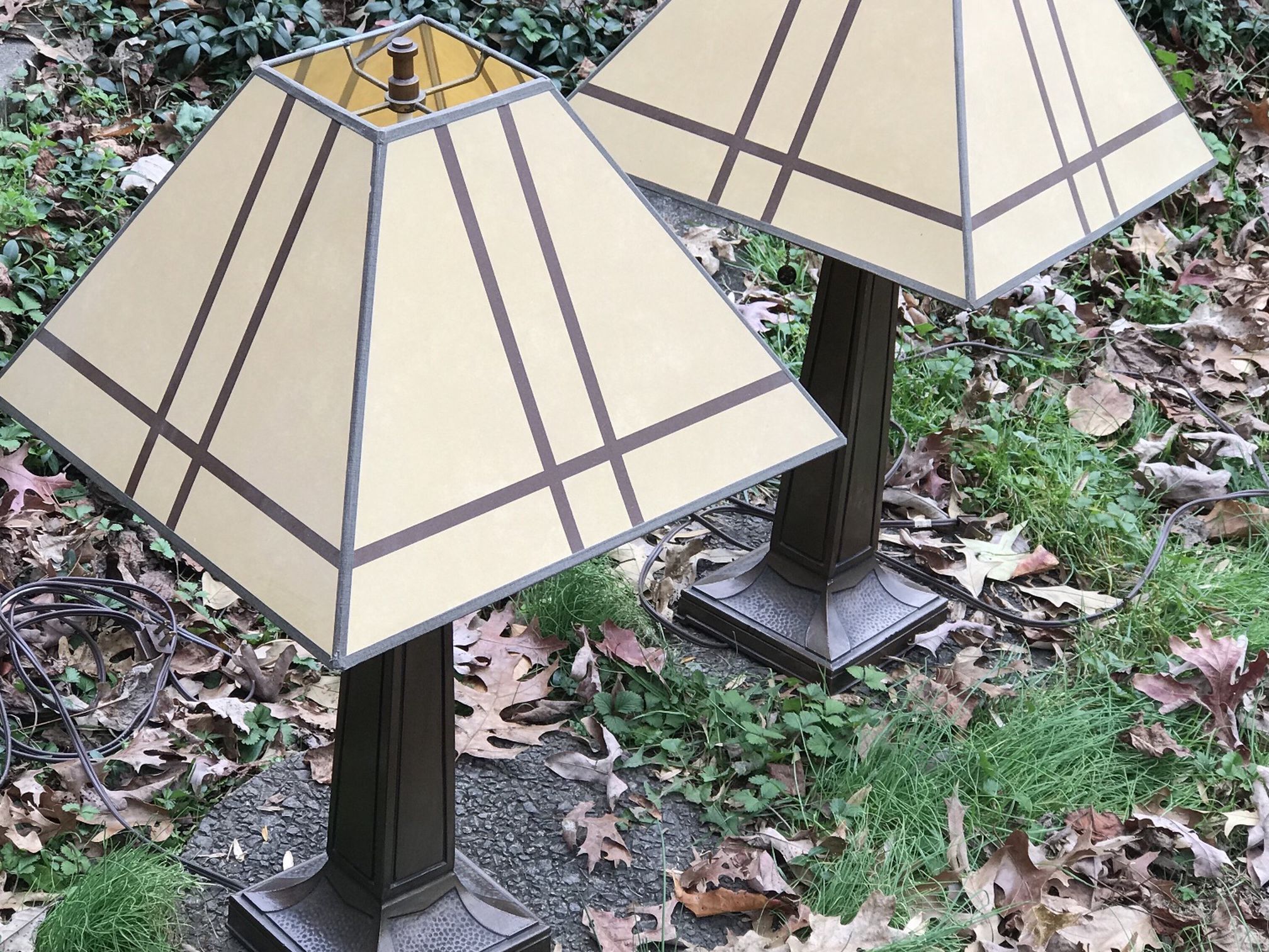 Mission Style Pair Of Lamps