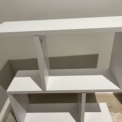 White Shelf End Table with Storage
