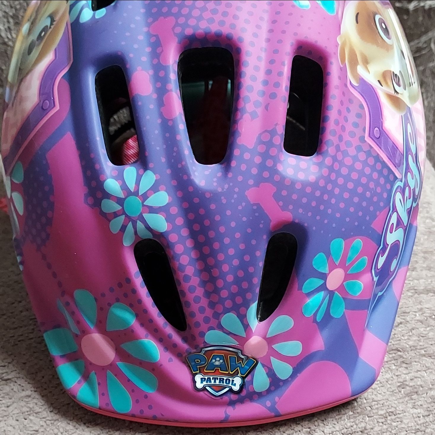 Paw Patrol Skye Kids Cycling Helmet purple and teal