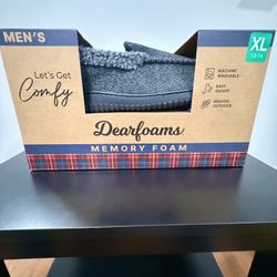 Dearfoams Memory Foam Slippers Gray Size XL (13-14) Brand New