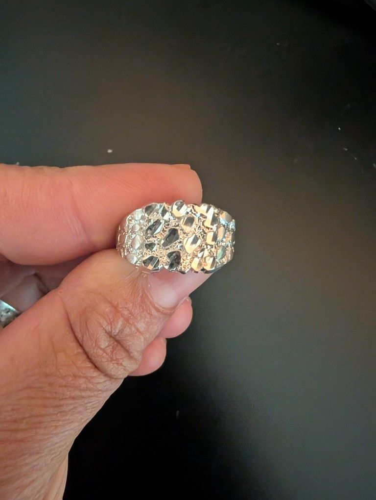 Silver .925 Nugget Ring Size 7 And 10.5