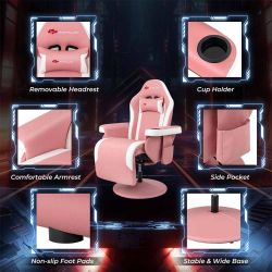 Goplus Pink Gaming Recliner Chair