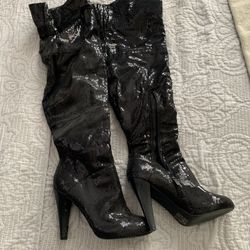 Sequin Over The Knee Boots - Size 10 