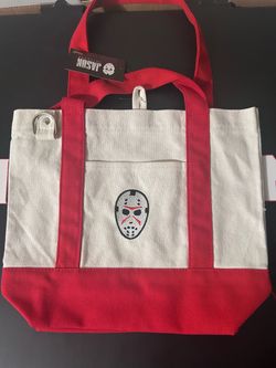 2026 Spirit Halloween Embroidered Jason Friday the 13th RED Mini Tote Bag