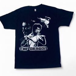 Vintage Bruce Lee “The Dragon” Black and White Movie Poster t shirt 🌟  Size Medium    Tags: #movie #brucelee #bandtee #band #vintage gothic dark nigh