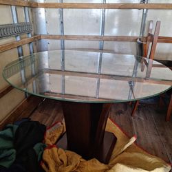 Thick Glass Dining Table With 4 Chairs