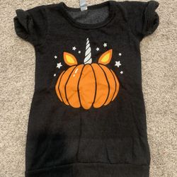 5T Fall Pumpkin Unicorn Dress
