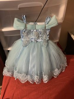 Blue birthday dress for baby 1st birthday