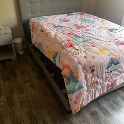 Grey Bed Full headboard and frame And Box Spring 