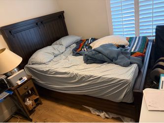 Queen bed frame dark wood