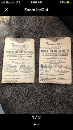 WWII U.S. Army Instrument Pilot Certificates (2)