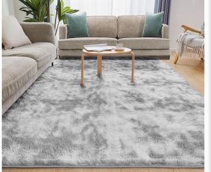 8 x 10 shaggy tye die light grey rug
