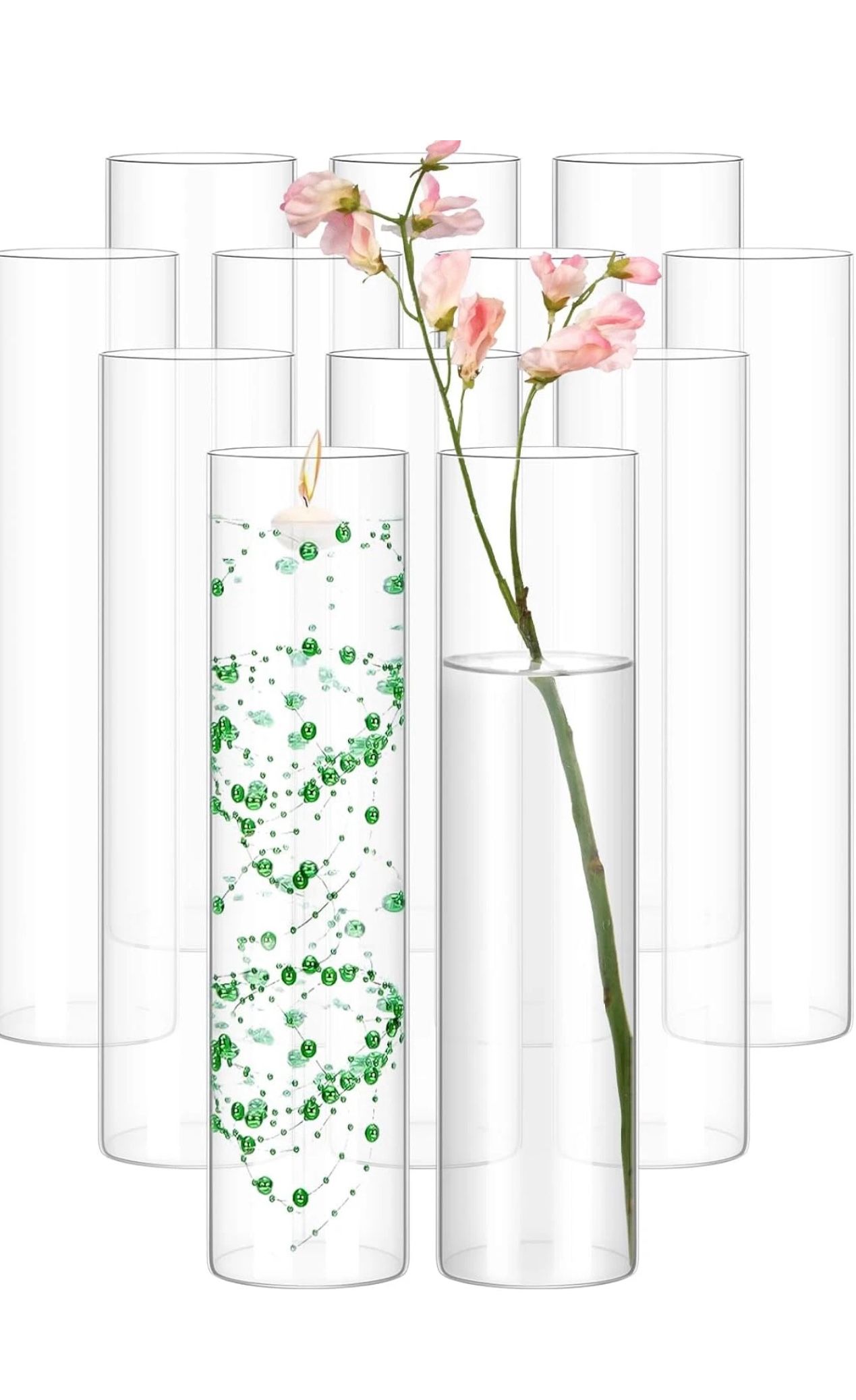 6 Glass Cylinder Vases -