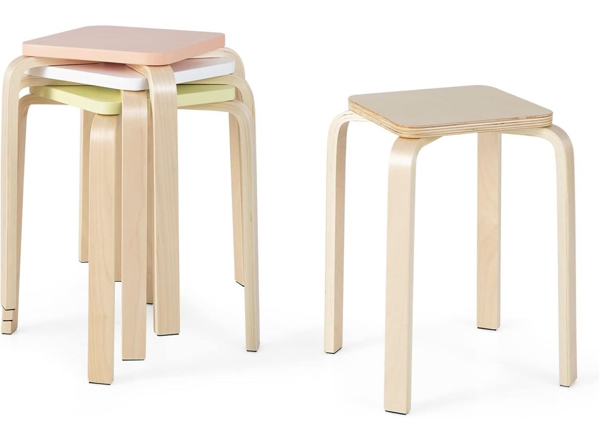 Stackable Bentwood Stools Set of 4, 18-Inch Height For Sale $39.00 50%+ OFF Retail $79.99 NEW IN BOX