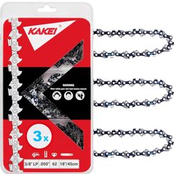 3-Pack 18 Inch Chainsaw Chain 3/8" LP Pitch - .050" Gauge - 62 Drive Links