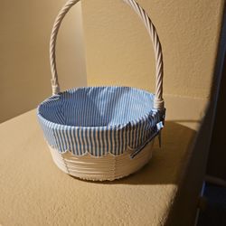 Blue & White Woven Basket – Baby Nursery or Gift Basket