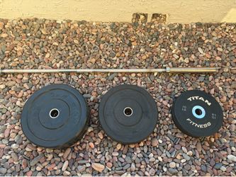 7 fr Olympic bar bell & 8 plates (180lb))
