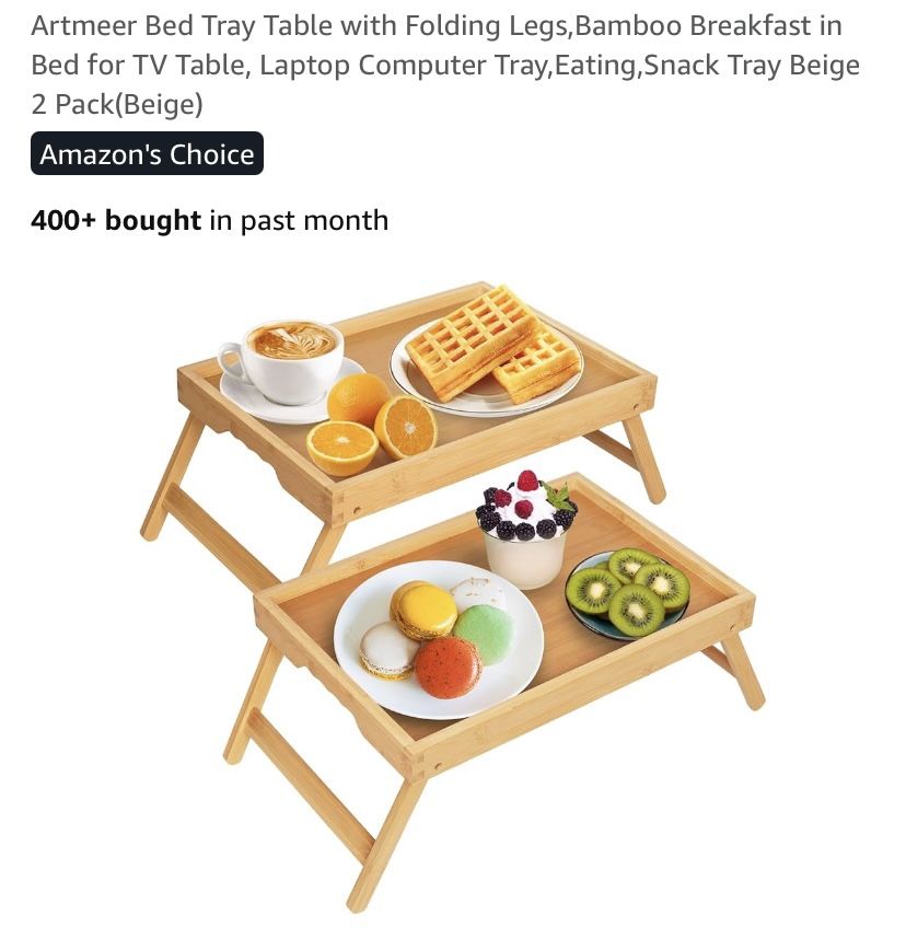 New 2 Pack Bed Tray Tables