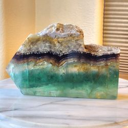 3.8 Lb (1700g) Druzy Fluorite Slab Quartz Crystal 