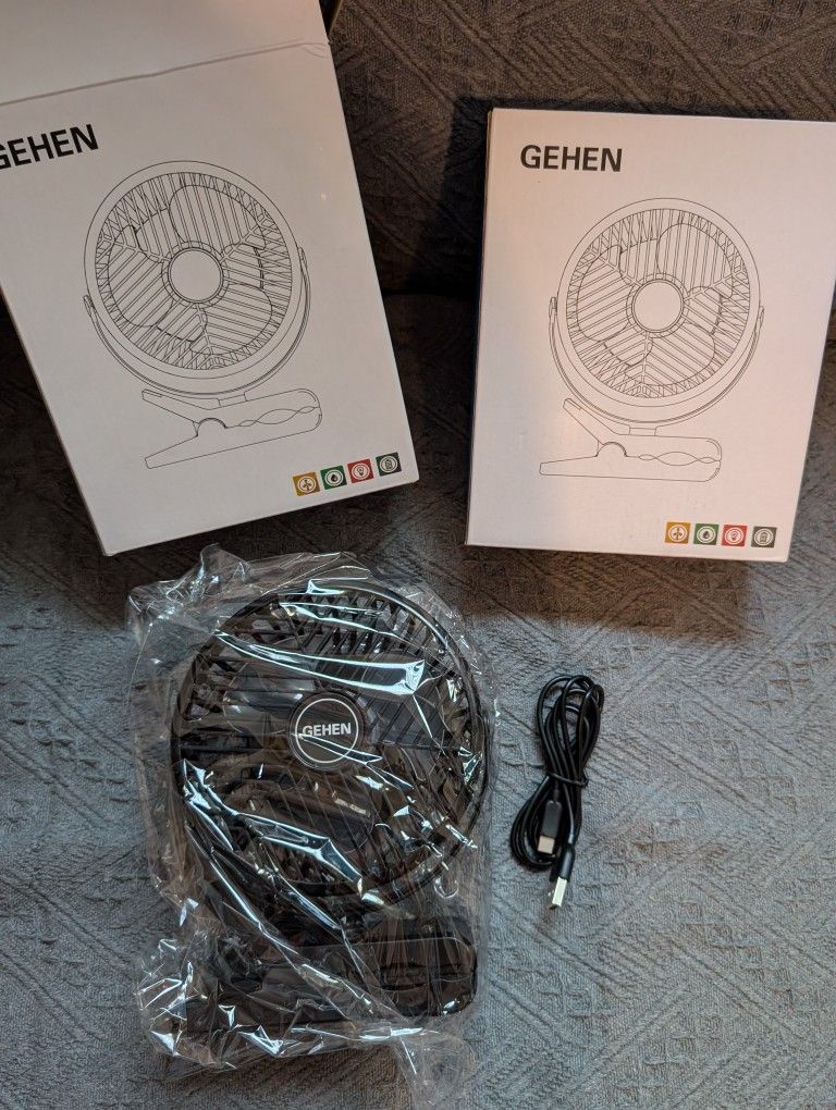 Portable Clip On Fan Rechargeable 3 Speeds