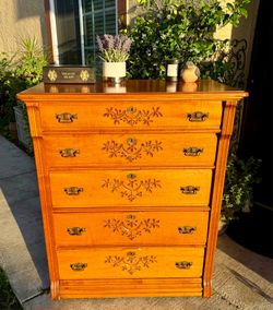 Vintage Wooden Hand Carved Dresser