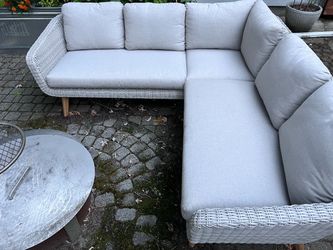 Article Ora 84" Outdoor Sectional Beach Sand Couch Furniture Wicker Cushion Patio