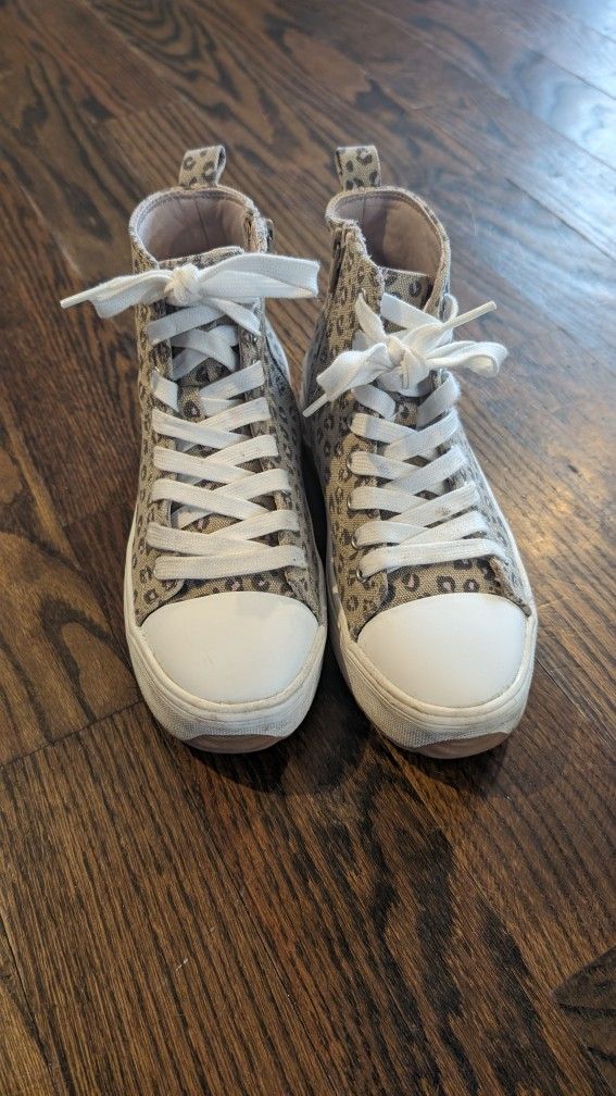 Girls' Blakely Leopard Print High Top Lace-Up Zipper Sneakers