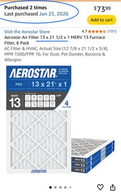 6 PACK|MERV 13 AIR FILTER | 13 × 21 1/2 x 1