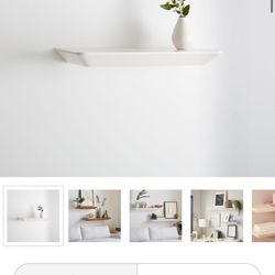 Slim Floating Wall Shelves (24 inch 2 ft White  on Ash 