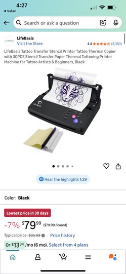 LifeBasis Thermal Tattoo Transfer Machine Stencil Printer