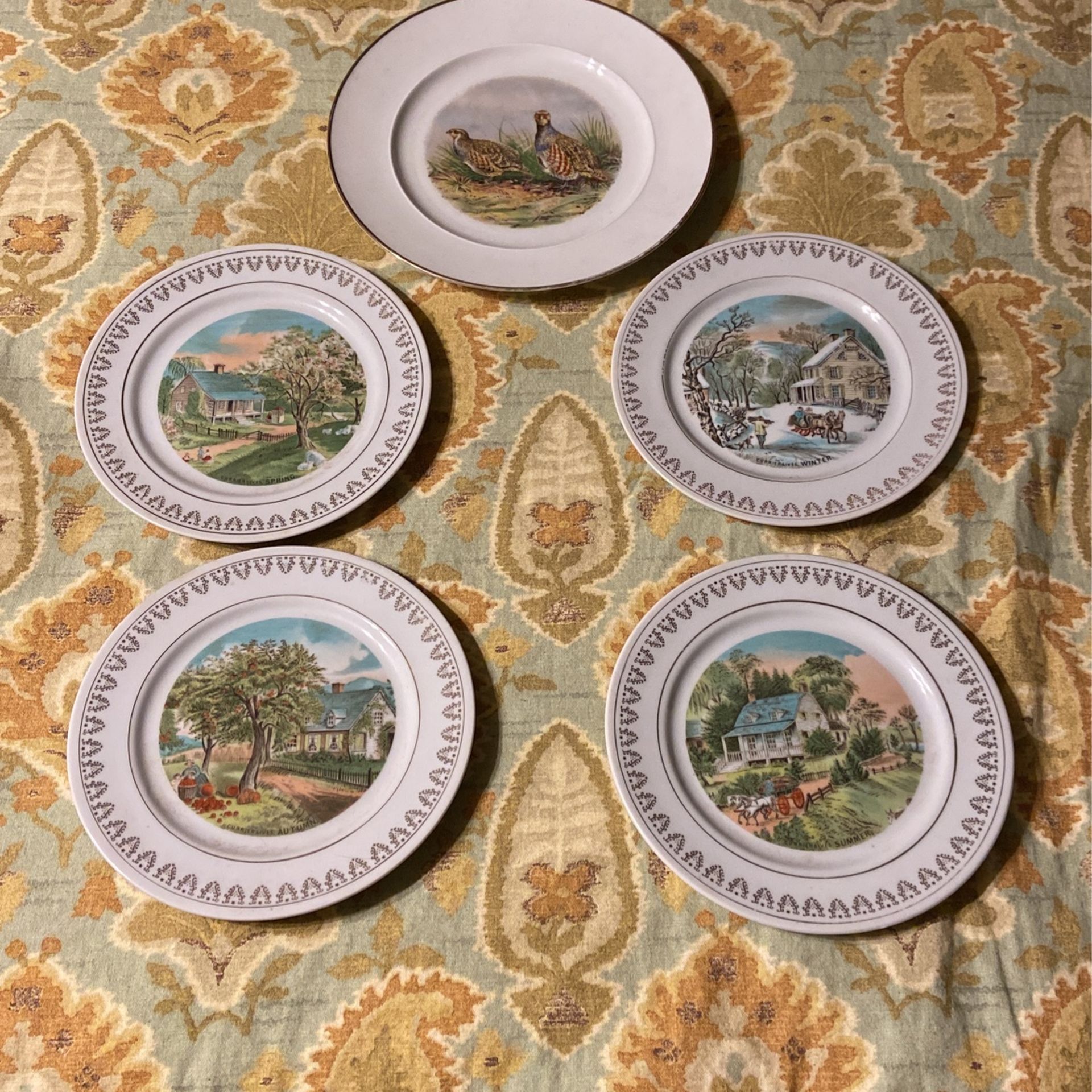 5 Collectible China Decorative Plates Made In Japan Four Seasons
