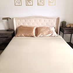 Queen Upholstered Bed Frame – Excellent Condition