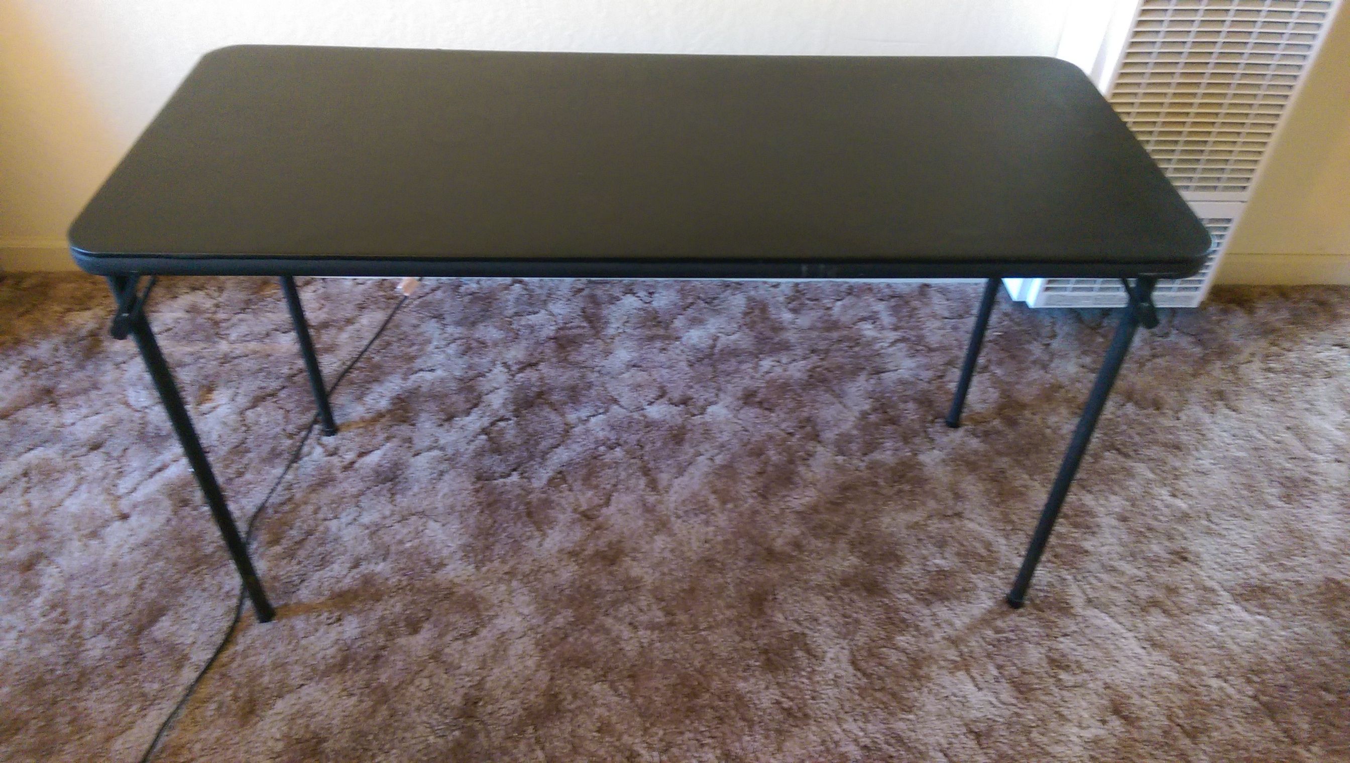 Cosco 20 x 48 inch Vinyl Top Folding Table, Black