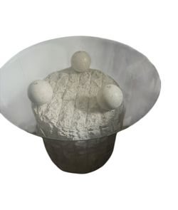 Gorgeous Round Stone Table with Glass Top 