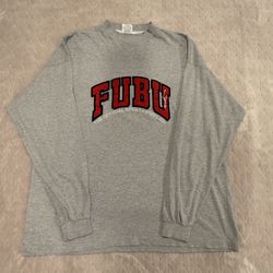 Fubu Brand Authentic Grey Long Sleeve Shirt Vintage '90s Y2K Size XXL Logo