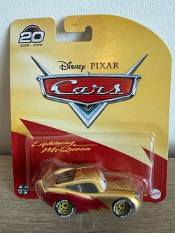 Mattel Cars 20th Anniversary Lightning McQueen 1:55 Metal Diecast Gold/Red