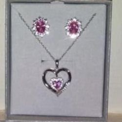 Sterling  Silver Diamond Necklace & Earring  Set (new)