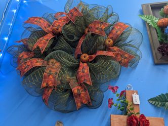 Fall Deco Mesh Wreath with Pumpkins